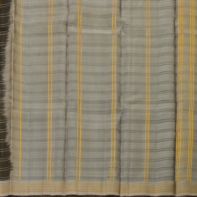 Hayagrivas Handloom Black Kanjivaram Silk Saree with Royal Beige Border KBE866H15-2