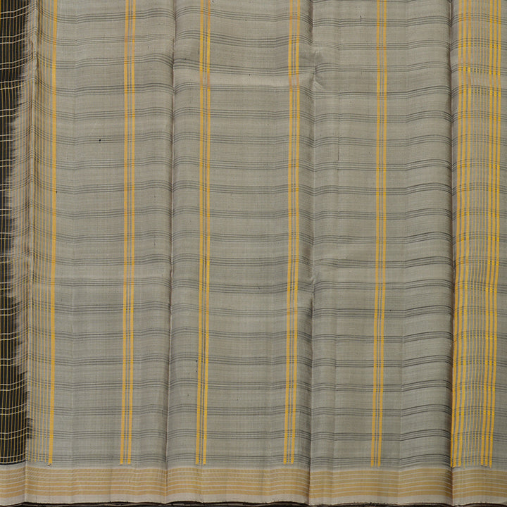 Hayagrivas Handloom Black Kanjivaram Silk Saree with Royal Beige Border KBE866H15-2