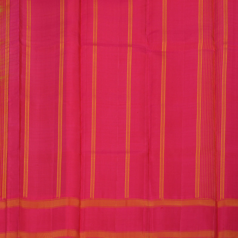 Hayagrivas Handloom Fluorescent Green Kanjivaram Silk Saree with Onion Pink Border KBE866H4-5