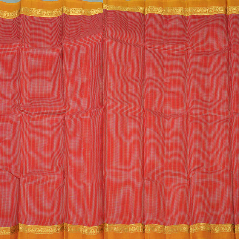 Hayagrivas Handloom Red Kanjivaram Silk Saree with Golden Orange Border KBE866H5-1