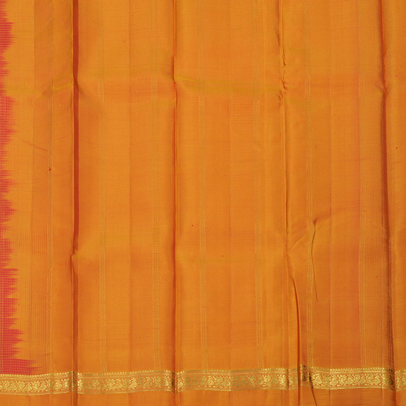 Hayagrivas Handloom Red Kanjivaram Silk Saree with Golden Orange Border KBE866H5-1