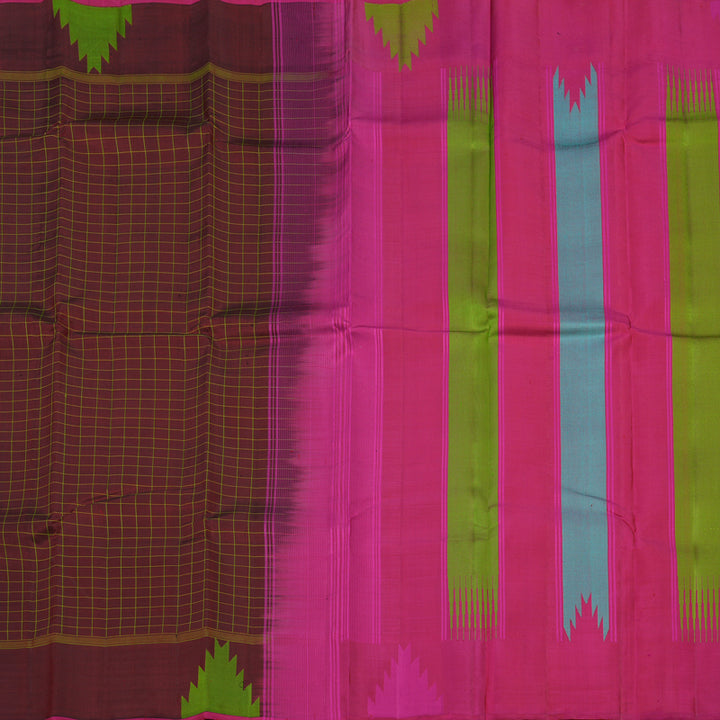 Hayagrivas Handloom Brown Kanjivaram Silk Saree KBE866H6-2