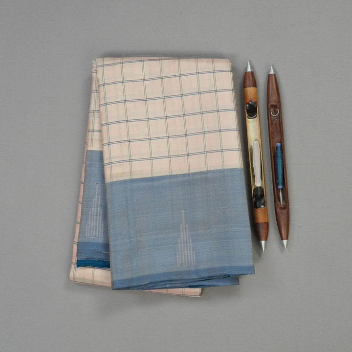 Hayagrivas Handloom Cream Kanjivaram Silk Saree with Bluish Grey Border KBE866H7-2