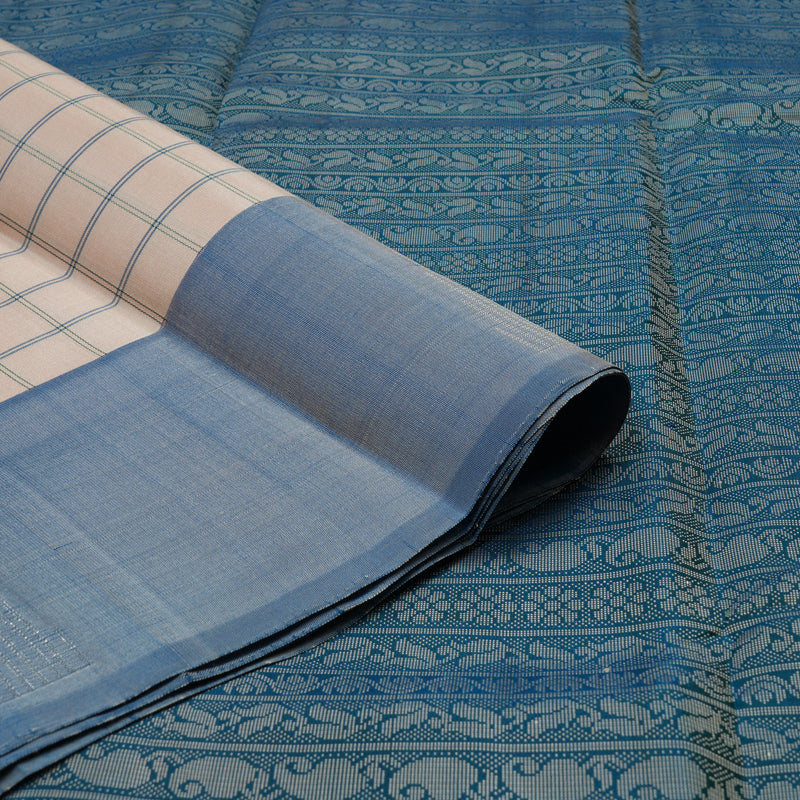 Hayagrivas Handloom Cream Kanjivaram Silk Saree with Bluish Grey Border KBE866H7-2