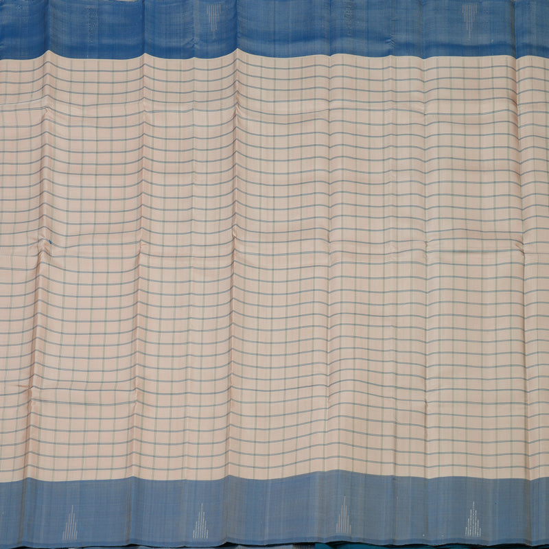 Hayagrivas Handloom Cream Kanjivaram Silk Saree with Bluish Grey Border KBE866H7-2