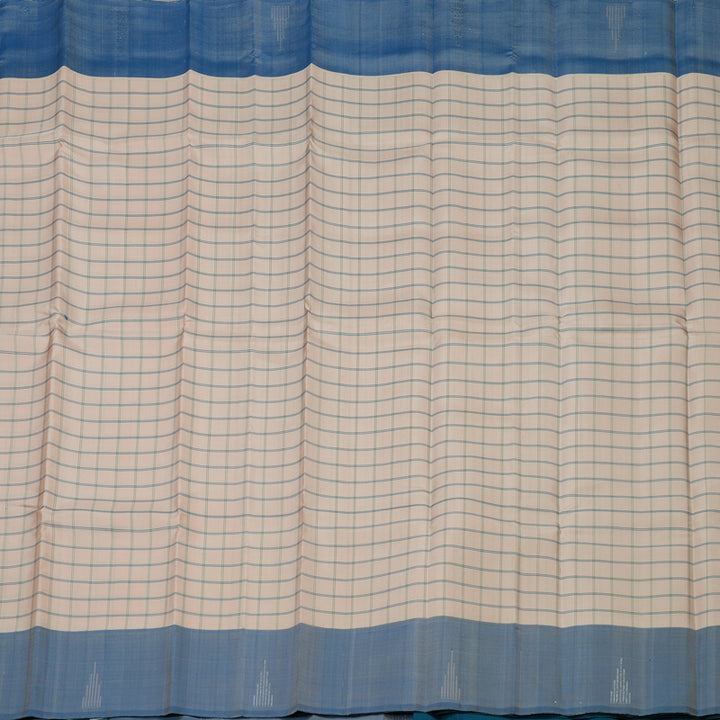 Hayagrivas Handloom Cream Kanjivaram Silk Saree with Bluish Grey Border KBE866H7-2