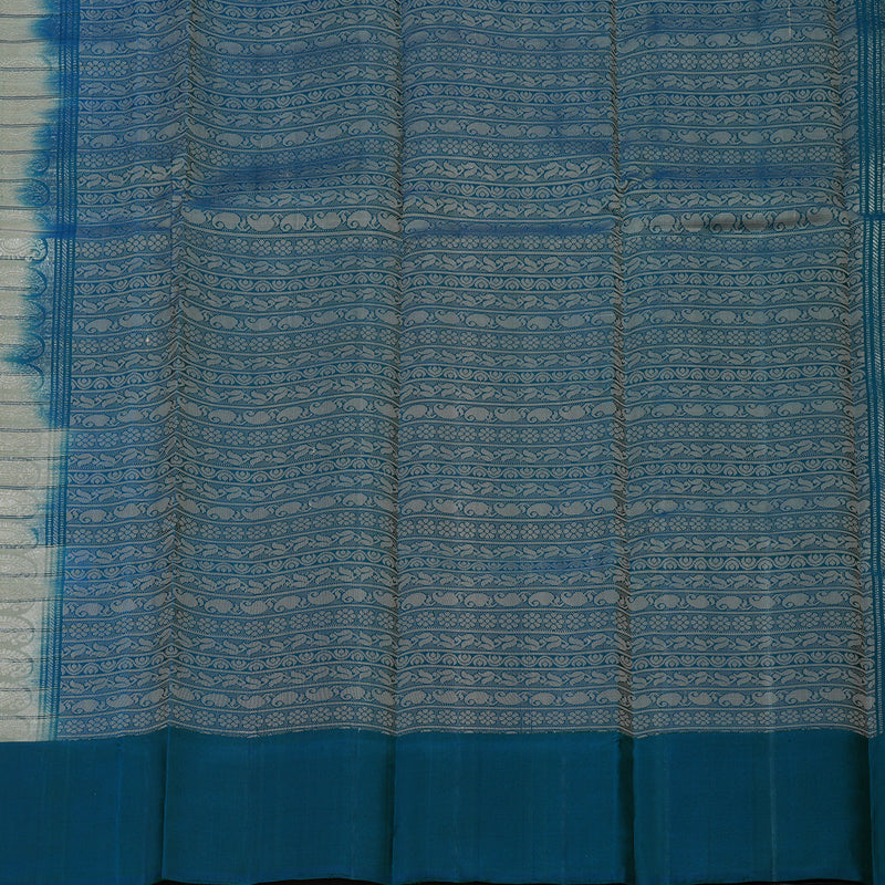 Hayagrivas Handloom Cream Kanjivaram Silk Saree with Bluish Grey Border KBE866H7-2