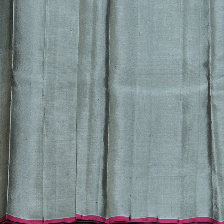 Hayagrivas Handloom Bluish-Grey Kanjivaram Silk Saree KBE866H9-3