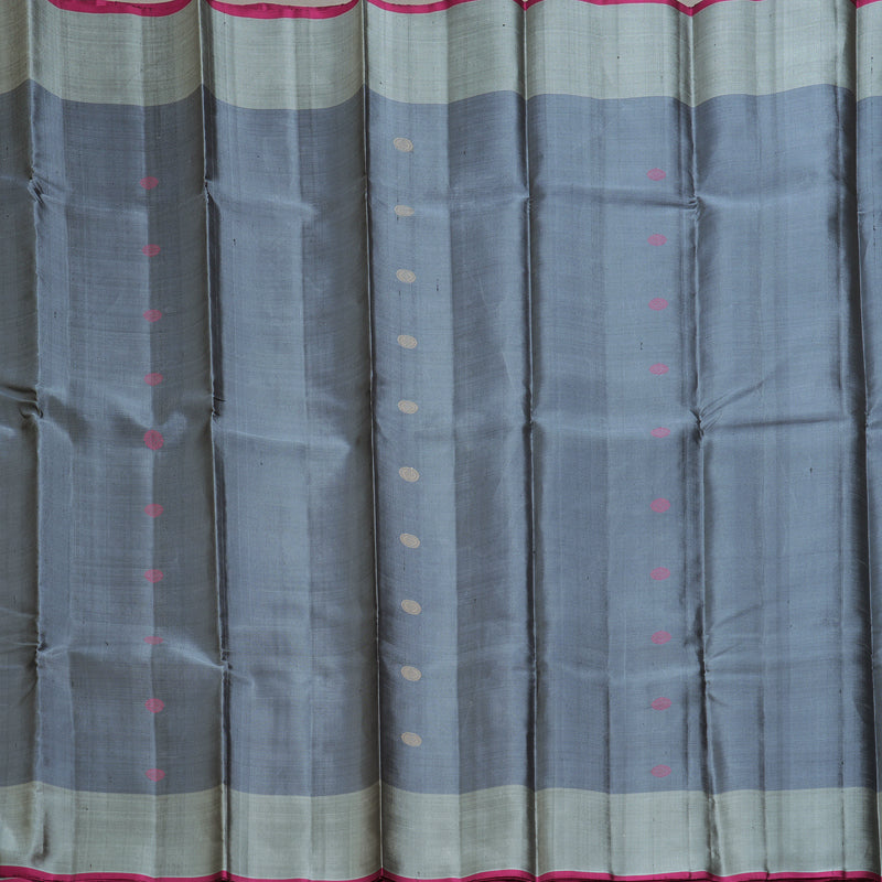 Hayagrivas Handloom Bluish-Grey Kanjivaram Silk Saree KBE866H9-3