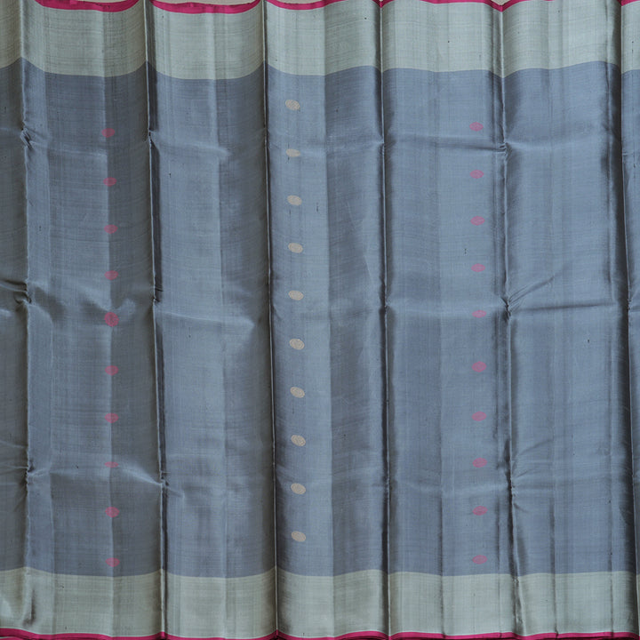 Hayagrivas Handloom Bluish-Grey Kanjivaram Silk Saree KBE866H9-3