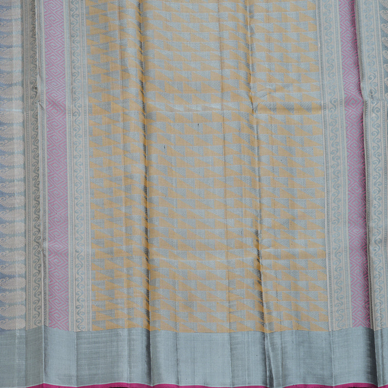 Hayagrivas Handloom Bluish-Grey Kanjivaram Silk Saree KBE866H9-3