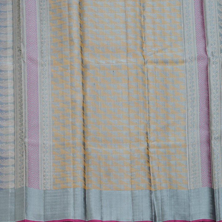 Hayagrivas Handloom Bluish-Grey Kanjivaram Silk Saree KBE866H9-3