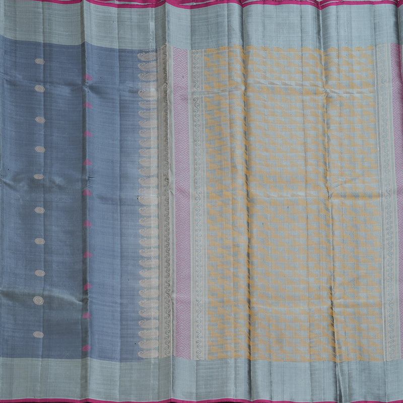 Hayagrivas Handloom Bluish-Grey Kanjivaram Silk Saree KBE866H9-3