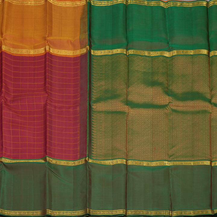 Hayagrivas Handloom Maroon Kanjivaram Silk Saree with Ganga Jamuna border KBE868H4-1