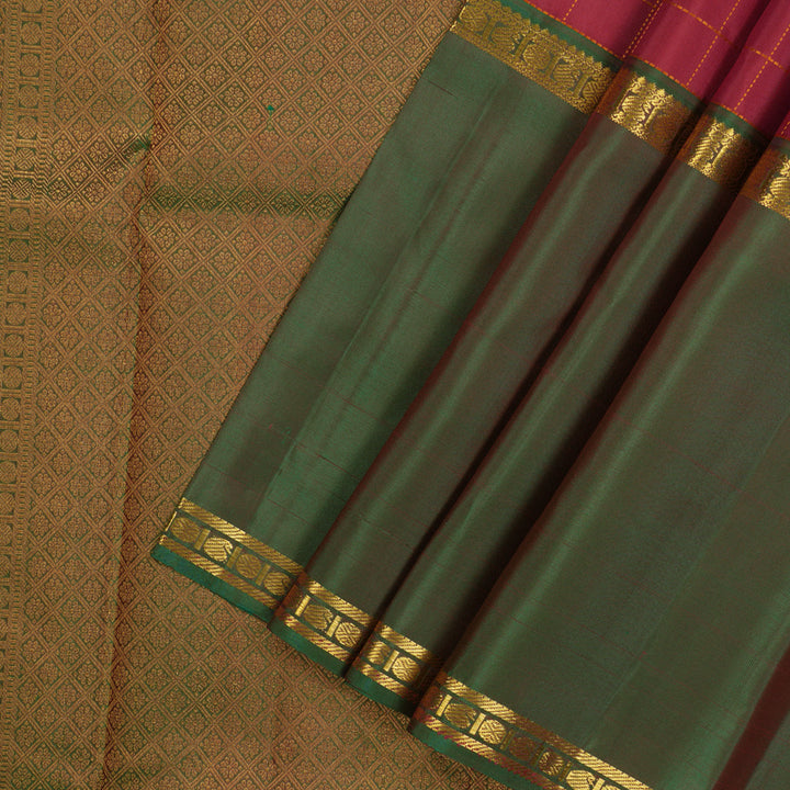 Hayagrivas Handloom Maroon Kanjivaram Silk Saree with Ganga Jamuna border KBE868H4-1