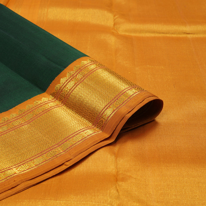 Hayagrivas Handloom Karum Pachai Kanjivaram Silk Saree with Mustard Border KBE873H1-1