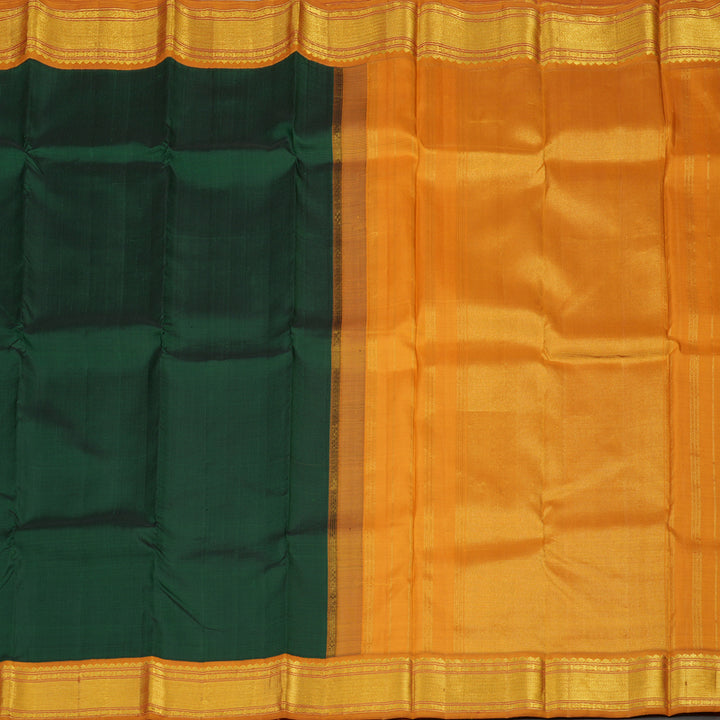 Hayagrivas Handloom Karum Pachai Kanjivaram Silk Saree with Mustard Border KBE873H1-1