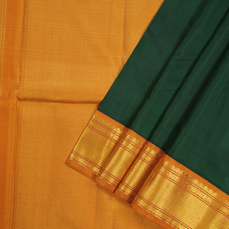 Hayagrivas Handloom Karum Pachai Kanjivaram Silk Saree with Mustard Border KBE873H1-1