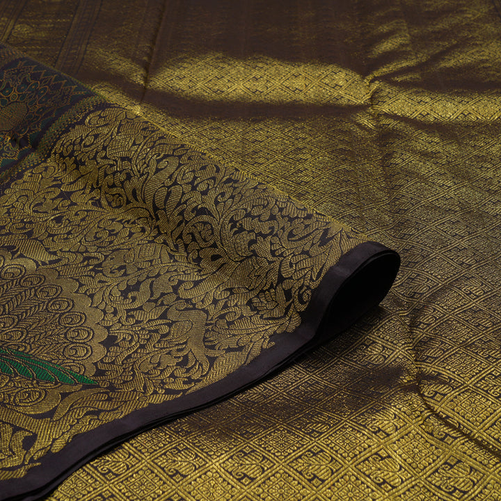 Hayagrivas Handloom Pure Kanjivaram Silk Saree in Regal Plum Purple KBE873H2-1