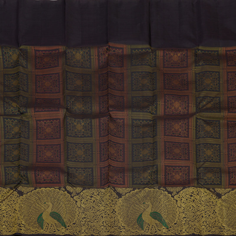 Hayagrivas Handloom Pure Kanjivaram Silk Saree in Regal Plum Purple KBE873H2-1