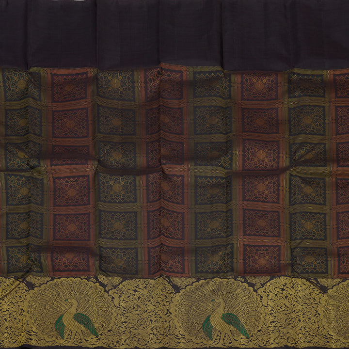 Hayagrivas Handloom Pure Kanjivaram Silk Saree in Regal Plum Purple KBE873H2-1