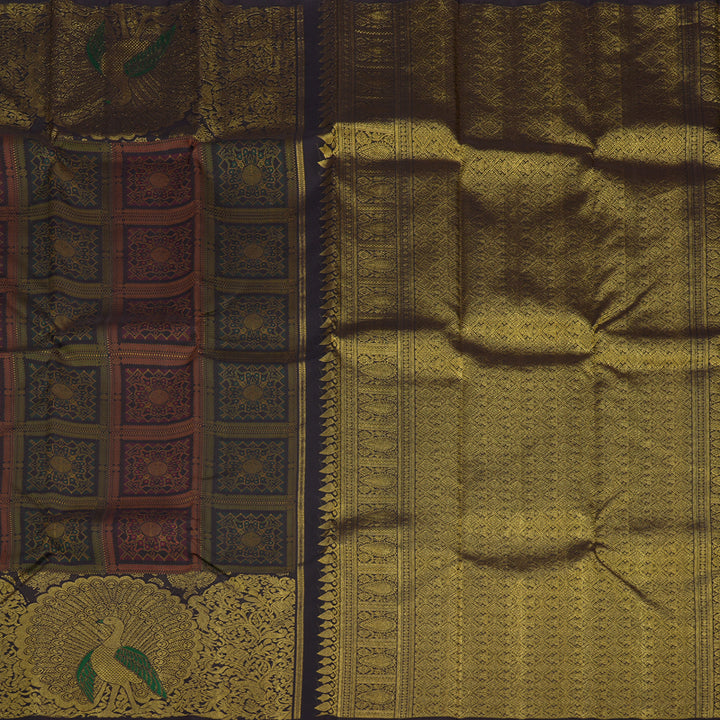 Hayagrivas Handloom Pure Kanjivaram Silk Saree in Regal Plum Purple KBE873H2-1