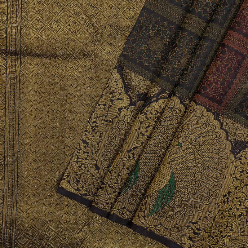 Hayagrivas Handloom Pure Kanjivaram Silk Saree in Regal Plum Purple KBE873H2-1