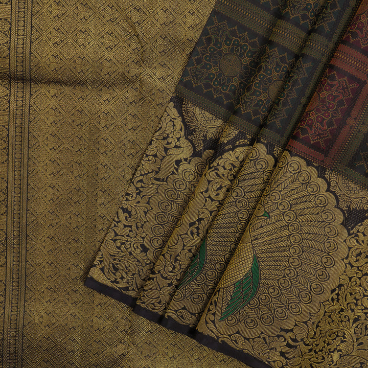 Hayagrivas Handloom Pure Kanjivaram Silk Saree in Regal Plum Purple KBE873H2-1