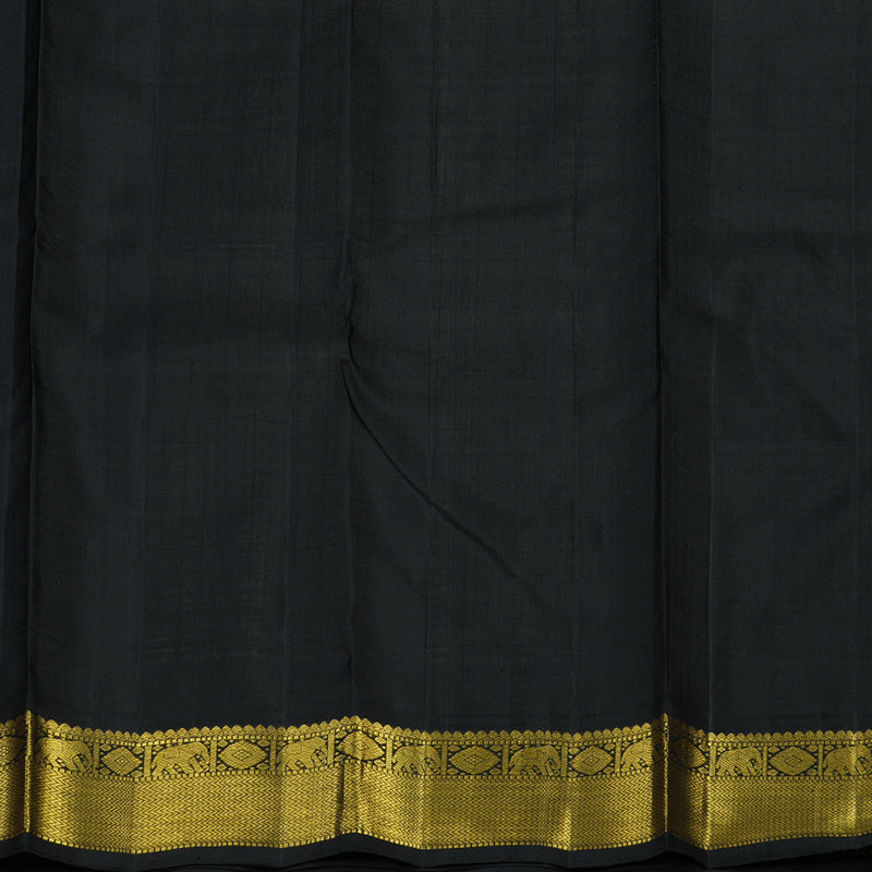Hayagrivas Handloom Half White Kanjivaram Silk Saree with Black border KBE876H4-3