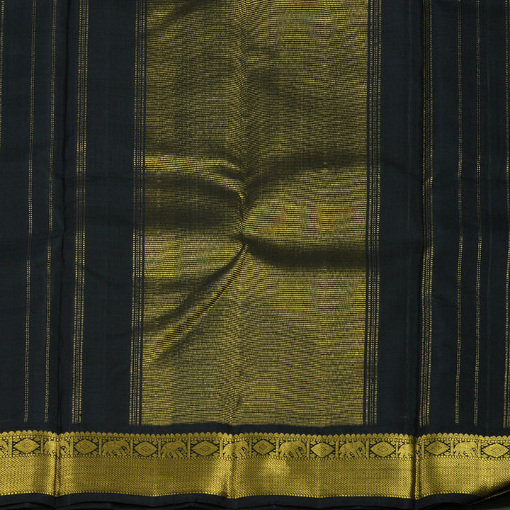 Hayagrivas Handloom Half White Kanjivaram Silk Saree with Black border KBE876H4-3