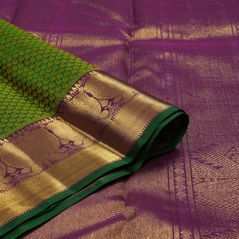 Hayagrivas Exclusive Handloom Bridal Kanjivaram Silk Saree in Lively Green KBE877H2-1