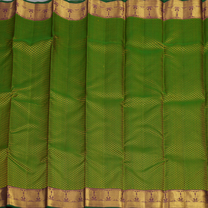 Hayagrivas Exclusive Handloom Bridal Kanjivaram Silk Saree in Lively Green KBE877H2-1