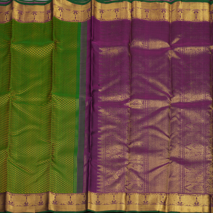 Hayagrivas Exclusive Handloom Bridal Kanjivaram Silk Saree in Lively Green KBE877H2-1