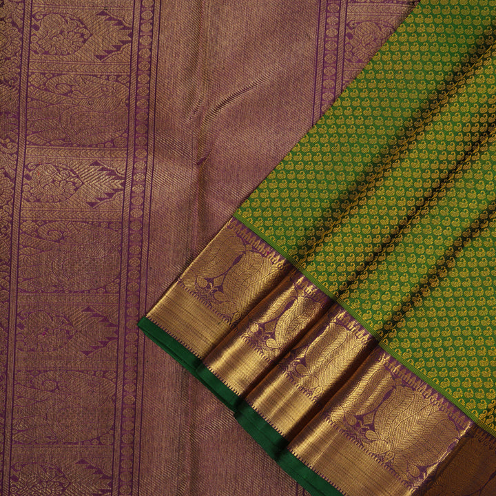 Hayagrivas Exclusive Handloom Bridal Kanjivaram Silk Saree in Lively Green KBE877H2-1