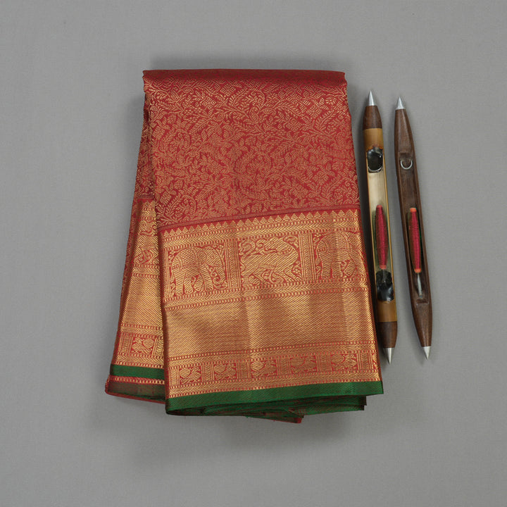 Hayagrivas Handloom Pure Kanjivaram Silk Saree in Majestic Maroon KBE878H4-1