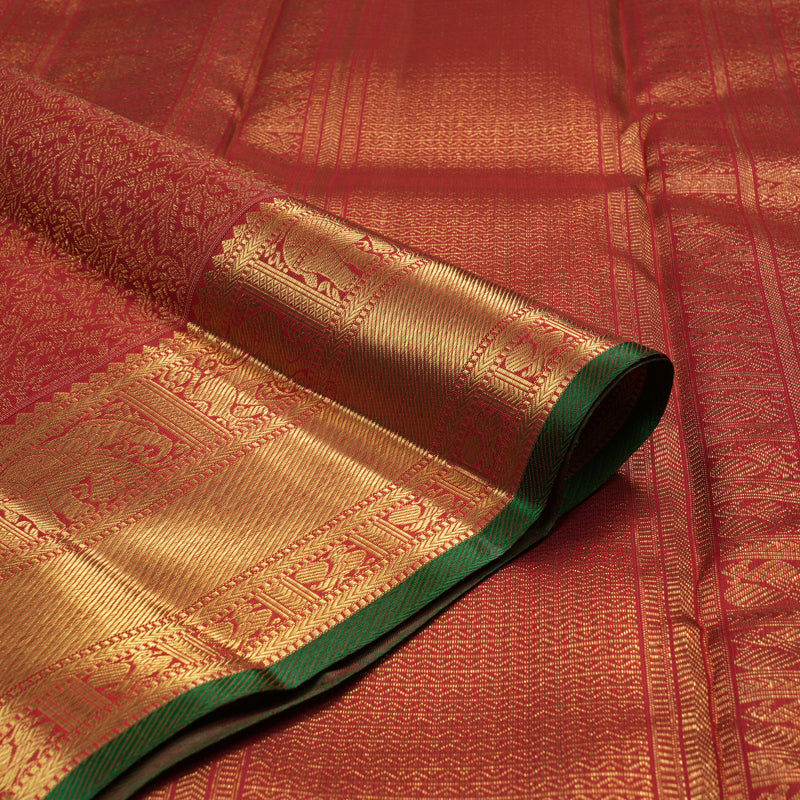 Hayagrivas Handloom Pure Kanjivaram Silk Saree in Majestic Maroon KBE878H4-1