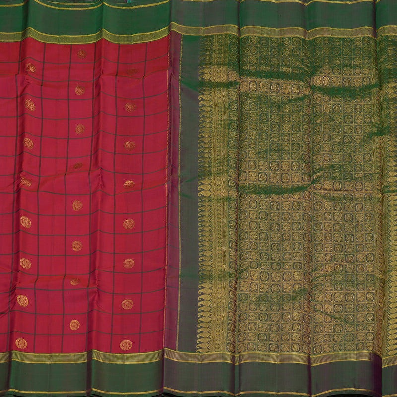 Hayagrivas Handloom Maroonish-Pink Kanjivaram Silk Saree with Manthalir Border KBE887H2-4