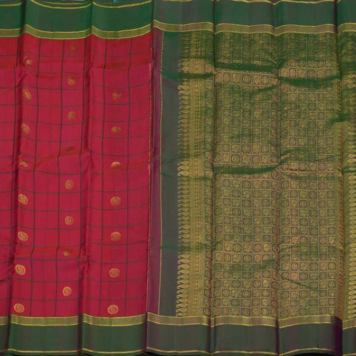 Hayagrivas Handloom Maroonish-Pink Kanjivaram Silk Saree with Manthalir Border KBE887H2-4