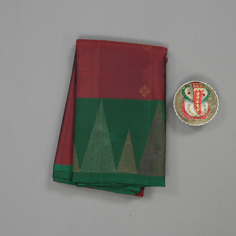 Hayagrivas Handloom Pure Araku Maroon Soft Silk Saree with Bottle Green Border KBE888H2-1