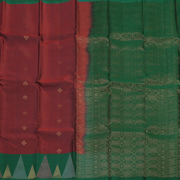 Hayagrivas Handloom Pure Araku Maroon Soft Silk Saree with Bottle Green Border KBE888H2-1