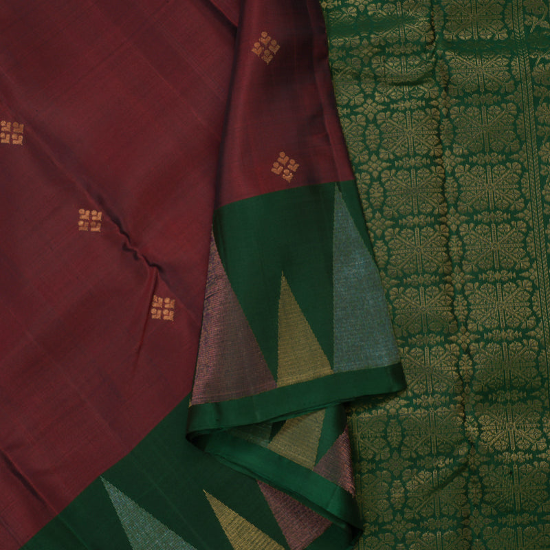 Hayagrivas Handloom Pure Araku Maroon Soft Silk Saree with Bottle Green Border KBE888H2-1