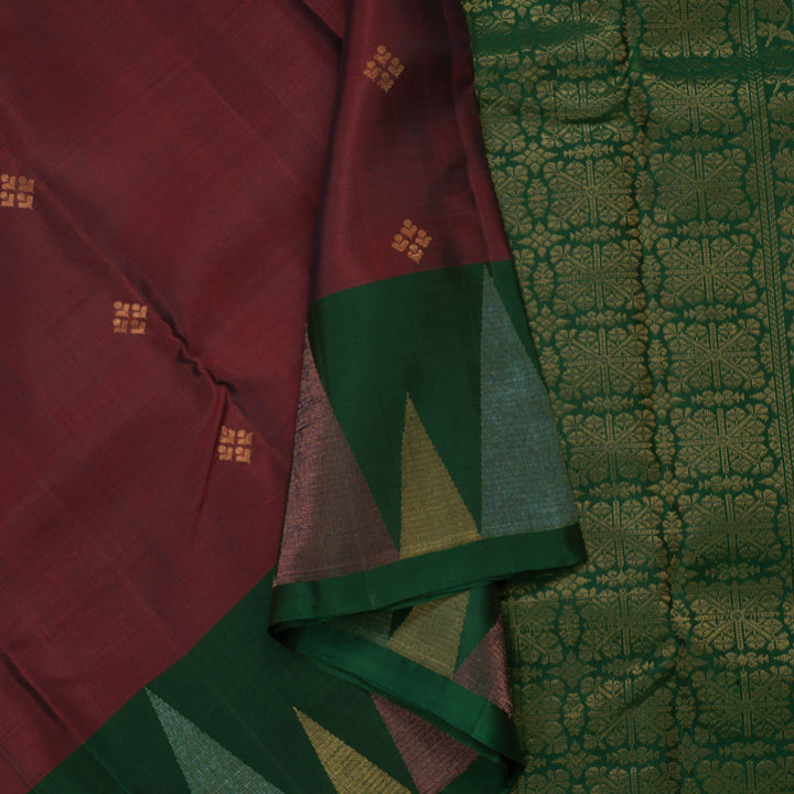 Hayagrivas Handloom Pure Araku Maroon Soft Silk Saree with Bottle Green Border KBE888H2-1