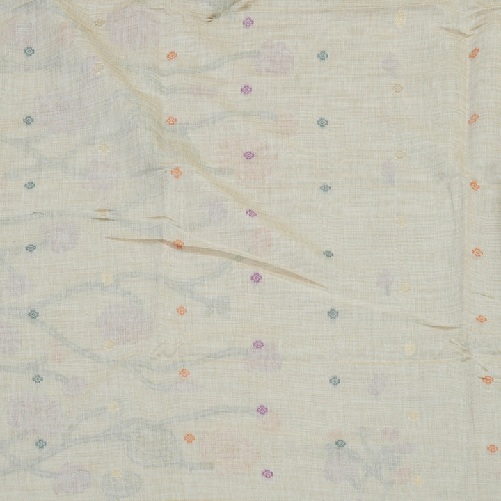 Hayagrivas Handloom Fancy Cotton Saree in Dreamy Half White KBE89D2-1