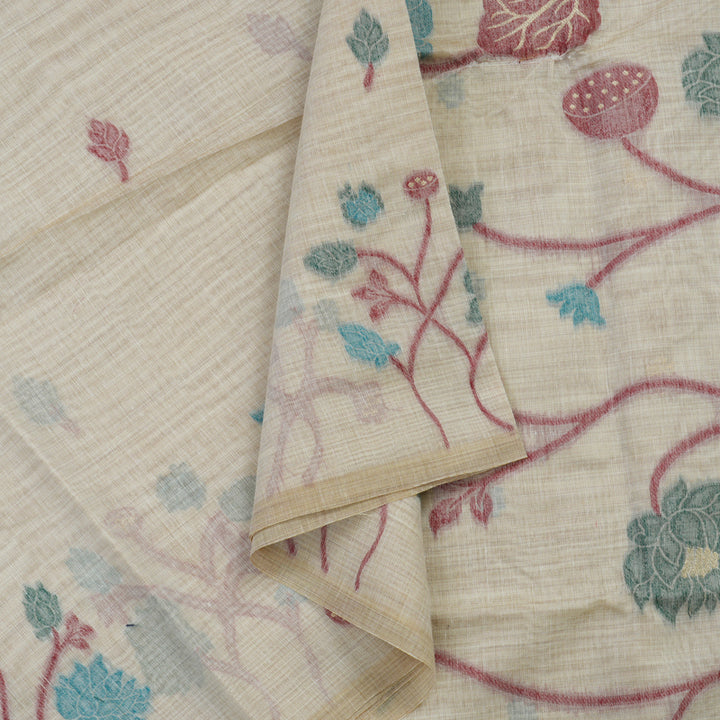 Hayagrivas Handloom Fancy Cotton Saree in Featherlight Half White KBE89D2-4