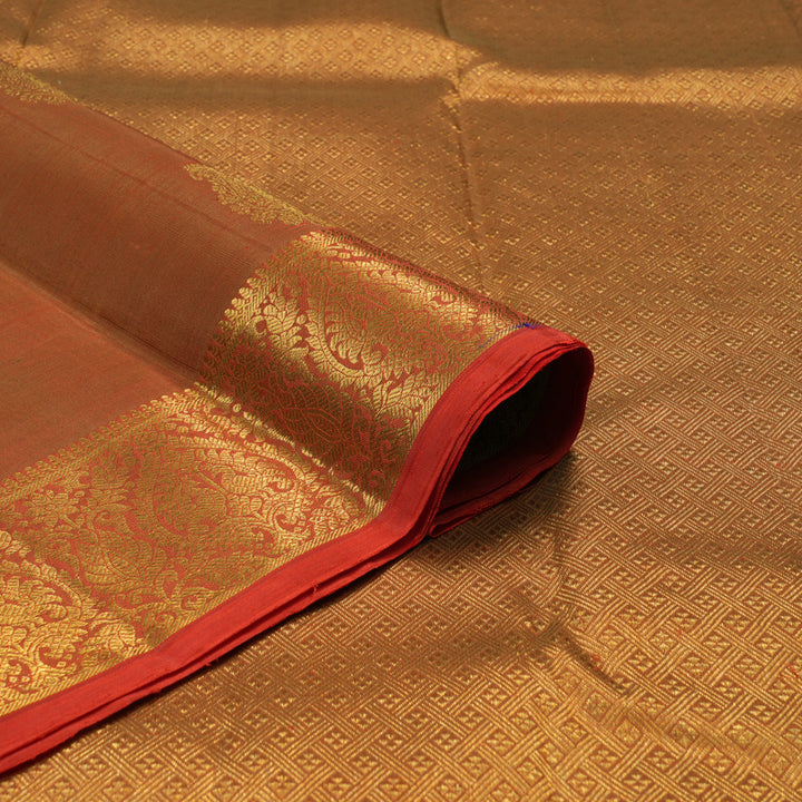 Hayagrivas Handloom Dual Tone (Orange & Red) Kanjivaram Silk Saree with Dual Tone (Orange & Red) Border KBE904H3-1