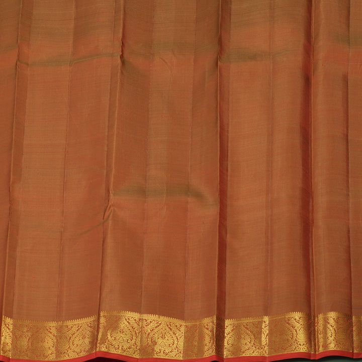 Hayagrivas Handloom Dual Tone (Orange & Red) Kanjivaram Silk Saree with Dual Tone (Orange & Red) Border KBE904H3-1