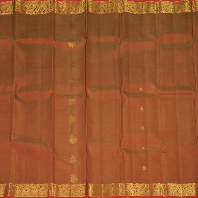 Hayagrivas Handloom Dual Tone (Orange & Red) Kanjivaram Silk Saree with Dual Tone (Orange & Red) Border KBE904H3-1
