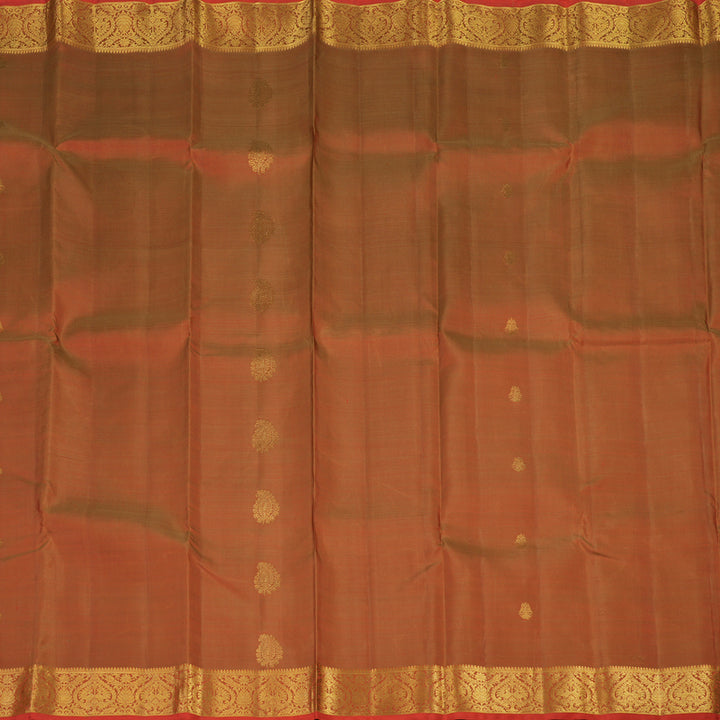 Hayagrivas Handloom Dual Tone (Orange & Red) Kanjivaram Silk Saree with Dual Tone (Orange & Red) Border KBE904H3-1