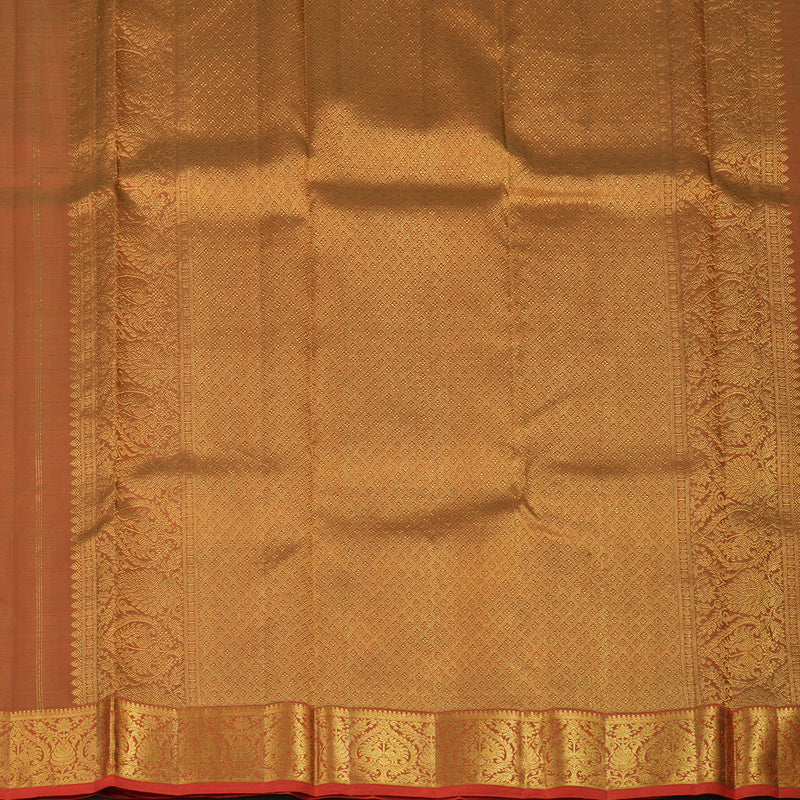 Hayagrivas Handloom Dual Tone (Orange & Red) Kanjivaram Silk Saree with Dual Tone (Orange & Red) Border KBE904H3-1