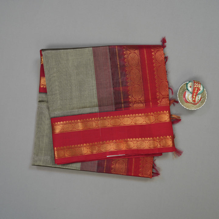 Hayagrivas Handloom Pure Silk Cotton Saree in Royal Grey with Red KBE909H13-1